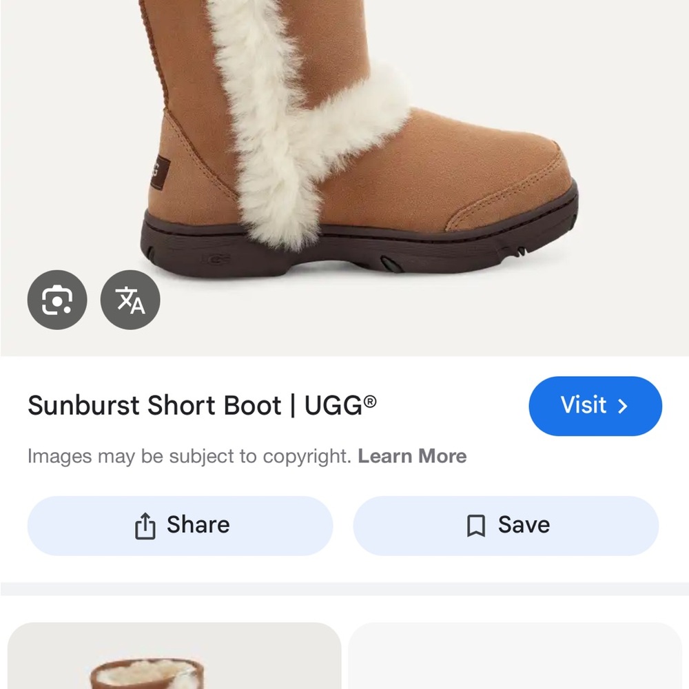 UGG Sunburst Short Boot with Tan and White Fur